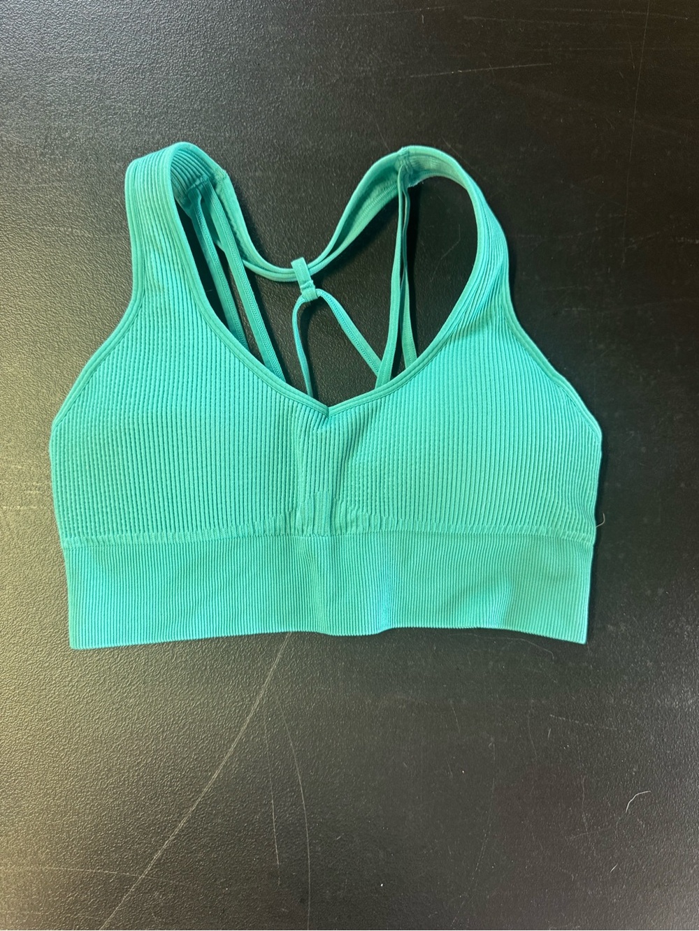 NVGTN Ribbed Strappy Sports Bra - Teal Green
